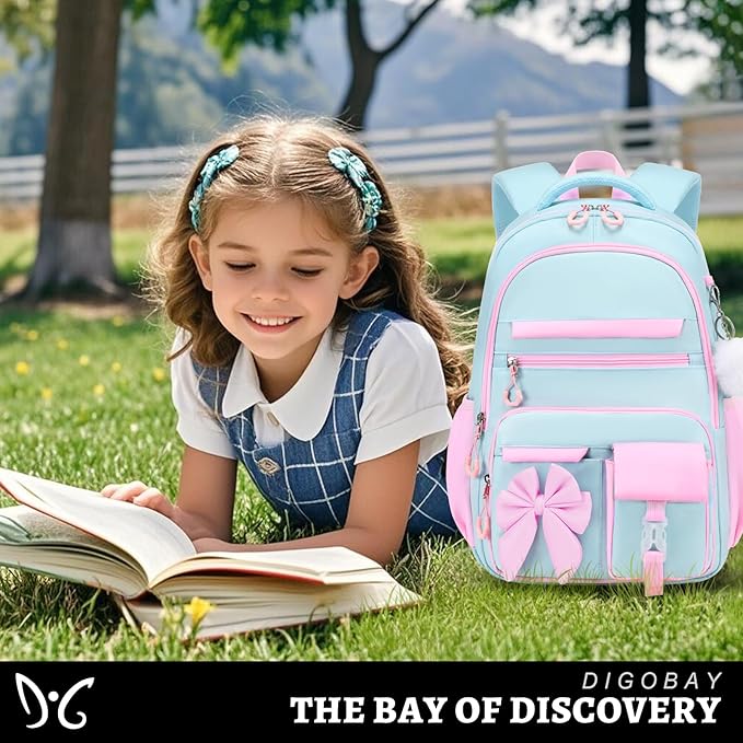 DIGOBAY Backpack for Girls, 3PCS Girls Backpack for School with Lunch Bag Pencil Case, Cute Kids Teens Bookbag for Kindergarten Elementary Preschool Middle School
