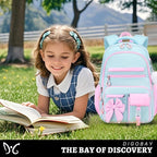DIGOBAY Backpack for Girls, 3PCS Girls Backpack for School with Lunch Bag Pencil Case, Cute Kids Teens Bookbag for Kindergarten Elementary Preschool Middle School