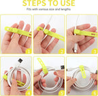 Oligei 25 Pcs Silicone Cable Ties, Cable Ties Reusable, High Elasticity Cord Wraps for Electrical Cords, Cord Organizer for Earphone, Phone Charger(Yellow)