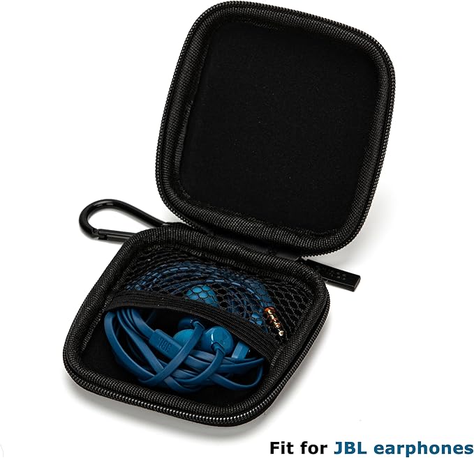 Ginsco Mini-Portable Hard Shell Square Earbuds Case for Apple EarPods/Samsung Galaxy Wired/Wireless Earbuds, Cell Phone Accessories Organizer with Carabiner for Earphones Tech Pouch