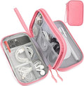 CAAORDKSO Electronic Accessories Case, Electronics Organizer Pouch Bag, Portable Travel Cable Organizer Case, Tech Storage Bag for Cable, Cord, Charger, Phone, Power Bank, Earphone (Dark Pink, Large)