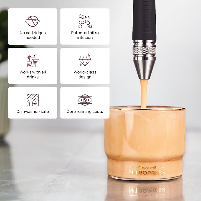 NitroPress Pro Electric Nitro Cold Brew Coffee & Cocktail Maker Machine, Air-Powered Nitro Coffee Maker & Nitrogen Infuser, Coffee Matcha Cocktails & Drinks Stainless Steel Home Bar Beverage System