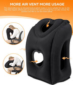 Sunany Travel Pillow, Upgraded Plane Pillow for Long Flights, Inflatable Neck Pillow Used for Airplanes,Cars,Buses,Trains,Office Napping with Eye Mask,Earplugs (Black)