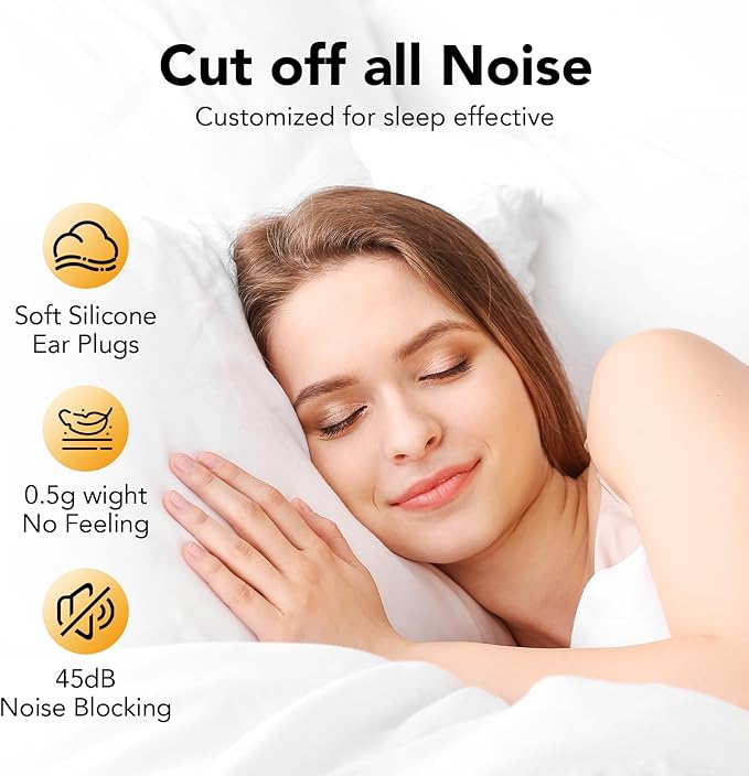 Ear Plugs for Sleeping Noise Cancelling -45dB, Soft and Reusable Silicone Hearing Protection Earplugs with 8 Eartips and Carrying Case, for Sleeping, Concert, Working, Studying, Traveling