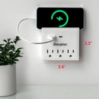 Energizer 4 Pack of Multi Plug Wall Outlet Extender (3 AC Power Outlets, 1 Type C Port, 1 USB A Port - 2.1A Total) Grounded Power Strip Expander