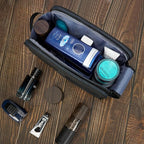 ZEEMO Travel Toiletry Bag for Men, Large Water-Resistant Double-Sided Full-Open Dopp Kit, Versatile Organizer for Shower and Hygiene Accessories, Bathroom Essentials, Cosmetics, Black and Blue