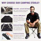JVZI® Ultra-Light Camping Stool - 1-Second Quick Setup, Adjustable Height & Foldable Design, 275lbs Capacity for Camping, Fishing, Hiking & Outdoor Activities (1)