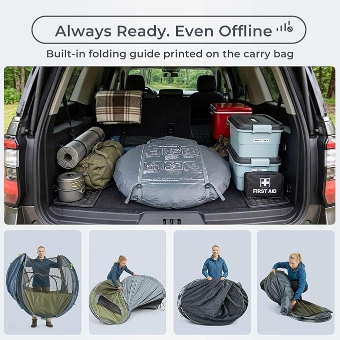 4/6 Person Easy Pop Up Tent,Camping Tent with Skylight and Rainfly,Waterproof,Quick Setup-Instant Tents for Camping Outdoor
