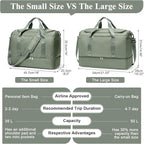 Travel Duffel Bag for Women, Carry-on Overnight Weekender Bags with Wet Pocket, For Spirit Airlines 18x14x8 Personal Item Bag,Small,Olive Green