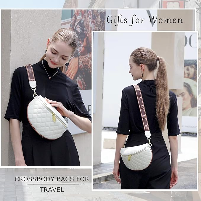 Eslcorri Small Crossbody Sling Bag for Women Trendy - Fanny Packs Leather Chest Belt Bum Bag Anti Theft Purse for Travel