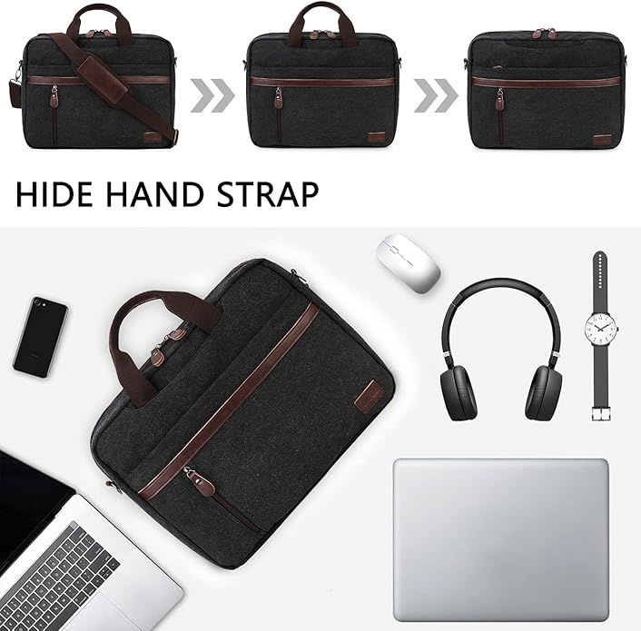 RAVUO Messenger Bag for Men, Water Resistant 17.3 inch Laptop Business Briefcase Canvas Shoulder Satchel for Work Business…
