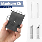 Geosar 50 Set Travel Manicure Kit Bulk Professional Nail Clippers Pedicure Nail Care Tools Grooming Stainless Steel Set with Portable Travel Case, Gift for Christmas Men Women(Black)