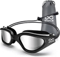 Swim Goggles, Polarized Adult Swimming Goggles Bungee Strap No Hair Pulling Anti-fog Pool Goggles for Men Women