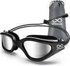 Swim Goggles, Polarized Adult Swimming Goggles Bungee Strap No Hair Pulling Anti-fog Pool Goggles for Men Women