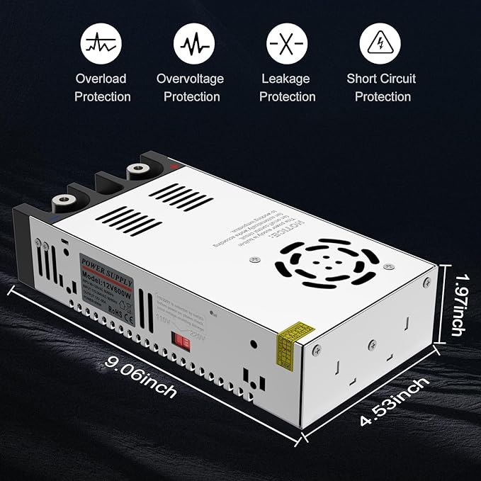 IMAYCC AC to DC Converter 12V SMPS,110V to 12V DC Converter,12 Volt Power Supply Max 600W 50A DC Power Converter