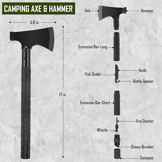 Survival Kit, 268 Pcs Emergency Survival Gear and Equipment Supplies with First Aid Kit, Camping Axe, Headlamp, Crossbody Bag for Camping Hiking, Hunting, Gift for Christmas Men, Dads, Black