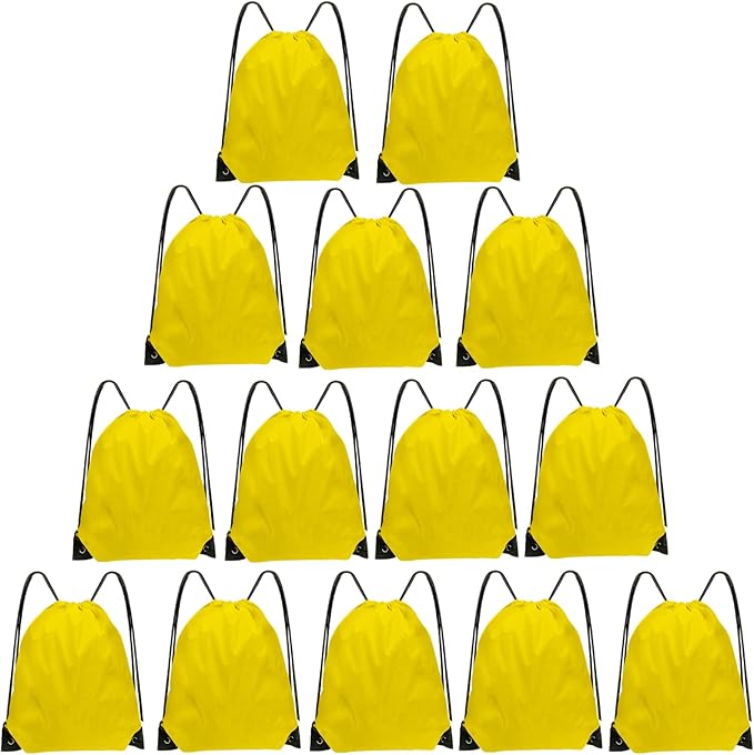Grneric Drawstring Bags Bulk 14 Pcs Drawstring Backpack Bulk Cinch Bag Sackpack for Men Women Gym (Yellow)