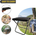 SUNPRO Camping Stool, Portable Folding Stool with Carry Bag, 12in Portable Folding Chair 1.6Lbs Collapsible Camp Stool Outdoor Footstool for Travel Walking Hiking Fishing Picnic Barbecue (Black)