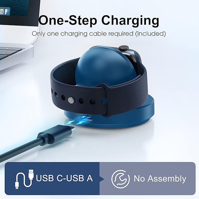 2026 Upgraded for Apple Watch Charger Magnetic Fast Charging Dock,Portable Wireless Charging Stand Compatible with iWatch Series Ultra/SE/11/10/9/8/7/6/5/4/3/2 Support Nightstand Mode-Blue