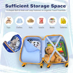 BABY JOY 2 Pieces Kids Luggage Set, 16" Toddlers Carry-on Suitcase & 12” Backpack Set, Children Travelling Case w/ 4 Casters & Retractable Handle, Lightweight Trolley Case for Boys & Girls (Astronaut)
