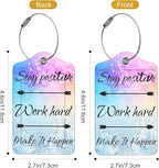 2Pack Luggage Tags for Suitcases, Cute Unique Pu Leather Cruise Luggage Tag with Privacy Cover ID Label Address Card and Metal Ring Suitable for Women Men Kids Travel Bag Stay Positive