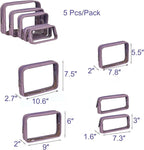 Remobia Hicol TSA Approved 5-Piece Diaper Bag Organizer Pouch Set Clear Waterproof TPU Kids Toiletry Storage Set Travel Packing Clutch Cube Bags for Baby Nursing (Purple)