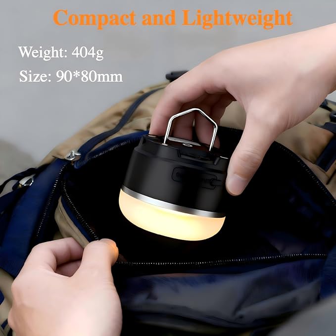 LED Camping Lantern, 8000mAh Rechargeable Camping Light, 6-Level Dimming & Magnetic Base Tent Lamp, IPX4 Waterproof Emergency Hanging Lantern for Hurricane, Power Outage, Hiking
