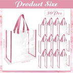 Eccliy 30 Pack 12x12x6 Inch Clear Tote Bag Stadium Approved Bulk Plastic Beach Tote Gift Bag with Handle for Gym Sports | 30 Pack, 12x12x6 Inch, Stadium Approved, Bulk, with Handle, Tote Gift Bag