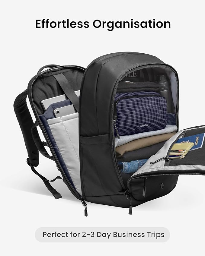 tomtoc Laptop Backpack 32L, Large Business Work Bag Fits 15.6-16 Inch Laptop, Water-Resistant Durable Computer Travel Backpack for Business Trip, Weekend Getaway