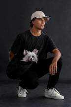 Noah & Paw Dog Sling Carrier for Small Dogs 3-10lb, Dog Sling for Small Dogs and Cats, Dog Carrier with Adjustable Padded Strap, Vegan Denim Lined with Fur, 3X Safety Features, Machine Washable