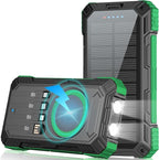 Solar Charger Power Bank 49800mAh Portable Solar Panels 22.5W Wireless Fast Charging with 6 Outputs for Cell Phones, Built in 4 Cables,USB C Waterproof Battery Pack for Camping,LED Flashlight