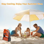 Camping Fan Rechargeable, Battery Powered Fan with Lights, Outdoor Beach Tent Fans, 4 Speed, Adjustable Brightness for Picnic, Barbecue, Fishing, Office, Home
