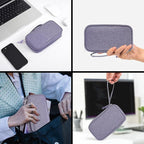 CAAORDKSO Cord Organizer Bag, Travel Cable Organizer Case Waterproof Accessories Pouch with Handle, Travel Electronic Carrying Bag for Cable, Cord, Charger, Phone, Power Bank, Earphone(Purple, Medium)