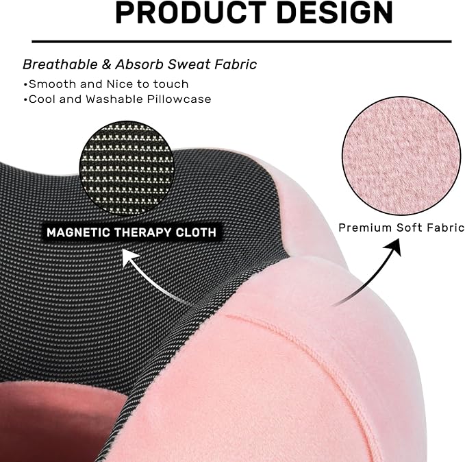 urnexttour Neck Pillow Airplane-2 Pack Memory Foam Travel Pillow, Soft Support Travel Neck Pillow for Travelling, Sleeping Rest, Car, Train and Home Use (Grey&Pink)