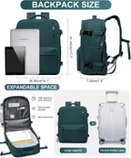 WONHOX Large Travel Backpack Women,Carry On Backpack Flight Approved 18x14x8 inches Bag Spirit Airlines Personal ltem,College Sports Hiking Rucksack Laptop Blackpack mochila de viaje,PeacockBlue