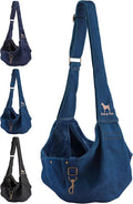 Noah & Paw Dog Sling Carrier for Small Dogs 3-10lb, Dog Sling for Small Dogs and Cats, Dog Carrier with Adjustable Padded Strap, Premium Denim, Lined with Fur, Double Safety Feature, Machine Washable