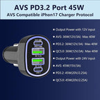 2Pack USB C Car Charger Adapter, AVS PD 3.2 QC 5.0 USB Charger, Multi Port Cigarette Lighter Car Phone Charger Compatible with MacBook iPhone 17 16 15 Pro Max iPad, Galaxy S26 25 24 Ultra.