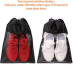12 Pack Portable Shoe Bags for Travel Large Shoes Pouch Storage Organizer Clear Window with Drawstring for Men and Women Black