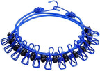 11ft Blue Windproof Clothesline with 12 Clips, Adjustable for Home, Travel & Outdoor Use