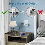K KASONIC - 3-Outlet Grounding Adapter, [UL Listed] Plug Extender, Heavy-Duty Grounded Power Tap - 3 Pack (White)
