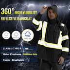 SKSAFETY Hi Vis Safety Rain Jacket for Men, Construction Work Rain Gear Heavy Duty Class 3 Rain Coat Waterproof Lightweight