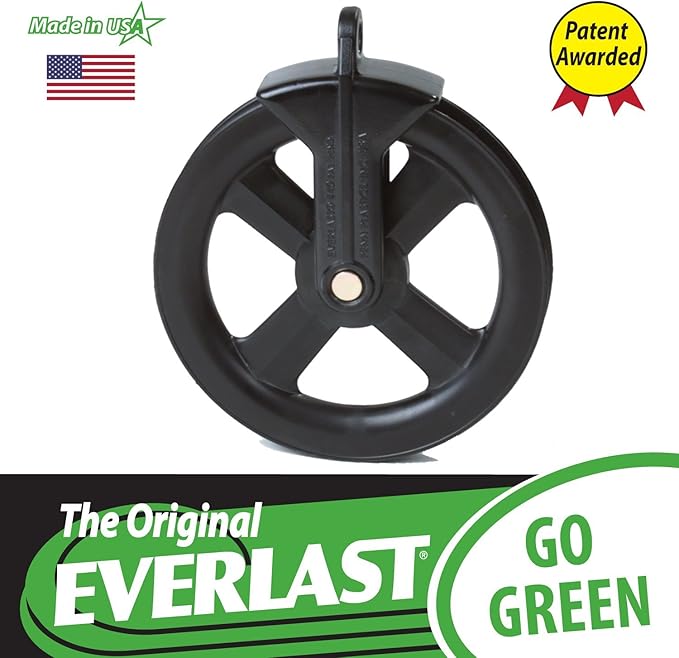 EVERLAST Clothesline Pulley (5-Inch wheel, 2-Pack) for Outdoor Laundry Systems, Heavy-Duty Weatherproof Clothesline Hardware, Smooth Line Movement, Replacement Pulley, Made in USA Since 1955 Model #40