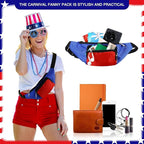 Abbylike 4th of July Fanny Packs Adjustable Waist Bags Party Outfit Accessories for Women Men Travelling Outdoors Cycling(Patriotic Style,2 Pcs)
