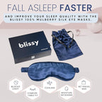 Blissy Silk Sleep Mask - Eye Sleeping Mask for Women & Men for Total Blackout - 100% Pure Mulberry Silk, 22 Momme 6a Fibers - Blindfold Sleep Mask Side Sleeper Eye Cover (Blue)