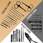 Manicure Set 30 in 1 Nail Clipper Set,RedFlow Nail Clippers,Fingernail & Toenail Clippers,Manicure Tools,Pedicure Tools,Suitable for Travel Manicure Kit (A-Black)