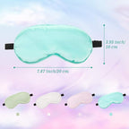 BBTO 4 Pcs Silk Sleep Eye Masks Smooth Soft Satin Eye Covers with Adjustable Strap Blindfold for Sleeping Blocking Out Lights Travel Relaxation（Light Green, Emerald, Silver, Light Pink）