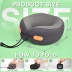 360° Support Memory Foam Travel Neck Pillow – Adjustable Fit for Airplane, Car, Train & Office | No Head Bobbing or Dropping | Firm Support for Long Flights | Carry Bag Included