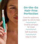 PalmPerfect Personal Hair Trimmer – Painless Precision Shaver for Eyebrows, Upper Lip, Ears, and Nose – Stainless Steel Twin-Blade Groomer with Dual-Length Comb & Battery Included