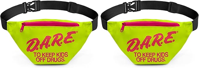 Tipsy Elves DARE Fanny Pack with Adjustable Belt and 3 Zippered Pockets - Neon Fanny Pack - Includes Discreet Hidden Zipper Pocket for Storing Valuables (Neon Green) (Pack of 2)