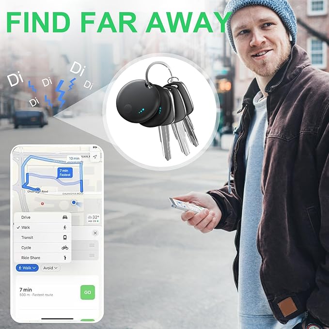 Tracker Tag 4 Packs Bluetooth Tracker, Smart Tag Locator Tracking Device, Keys Finder and Item Locator,Air Tracker Item Finders with Find My(iOS Only) Track Your Keys (Black, 4 Pack)
